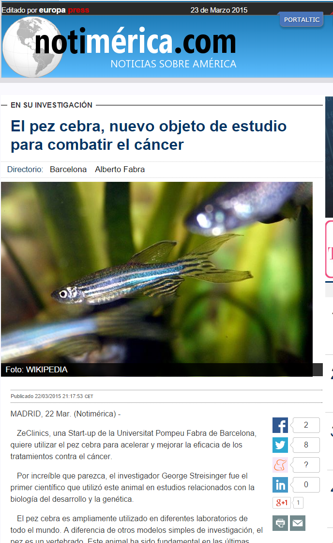 Aparición sobre medicina personalizada con peces cebra